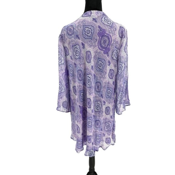 NYC‎ Tunic Top Woman 3X Purple Paisley Embellished Fairy Asymmetrical Sleeve Y2K - Picture 5 of 6